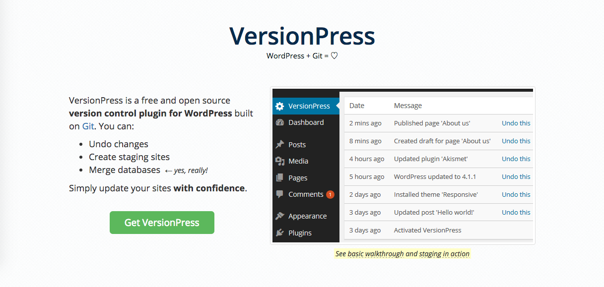 Concept for a WordPress Development Workflow with VersionPress